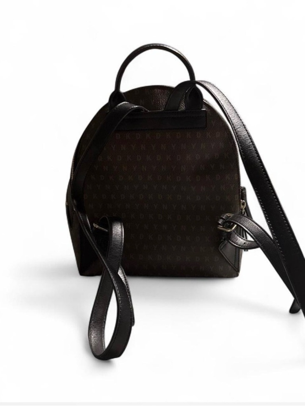 DKNY Brown Backpack with Yellow Logo Accents - Picture 2 of 3